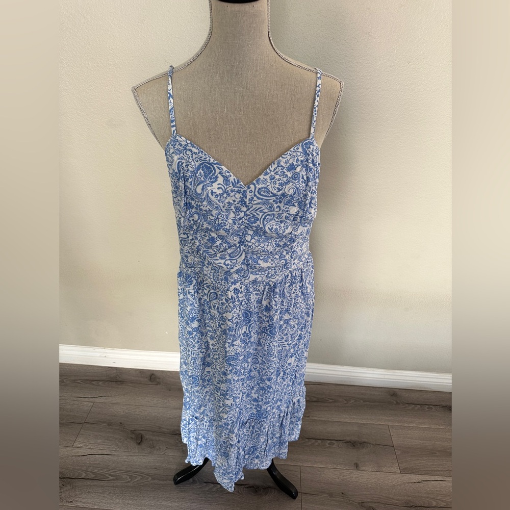 Blue Floral Spaghetti Strap Dress